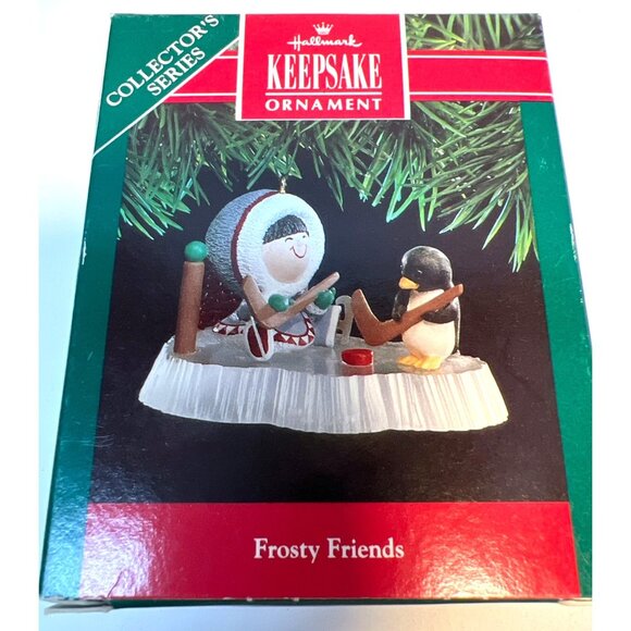 Hallmark Keepsake Ornament Frosty Friends 1991 Collectors Series Eskimo & Pengui - Picture 3 of 3